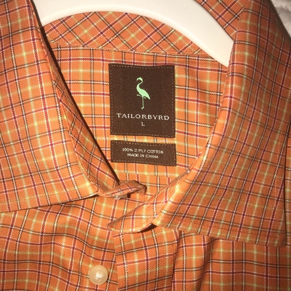 TailorByrd Short Sleeve Regular Fit Shirt Plaid Lg - Picture 3 of 6